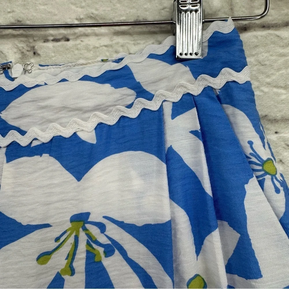 Mable Blue White Floral Wide Leg Crop Pants Beach Vacation Small FLAWED